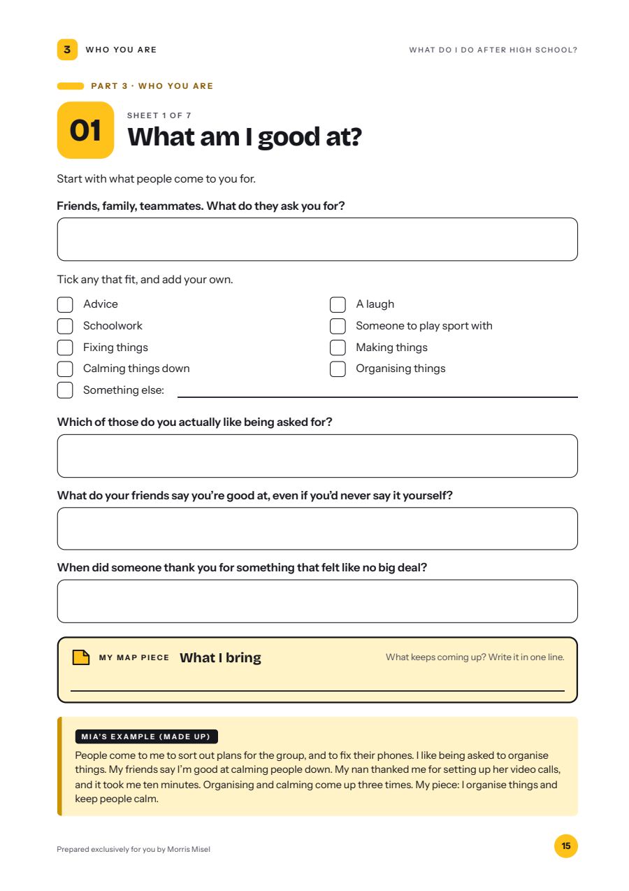 Sheet 1: What am I good at?
